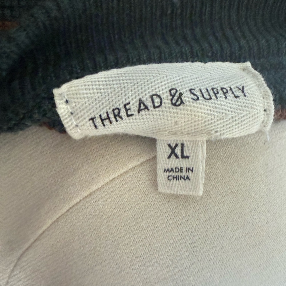 💐Thread & Supply Green Brown Striped Merino Wool Sweater XL Fall Crewneck 🍂🍃 - Picture 5 of 5